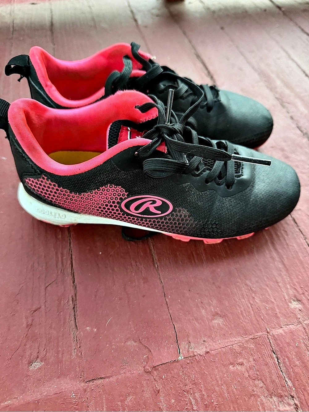 Rawlings Kids Baseball Sneakers Black & Pink Boys 1